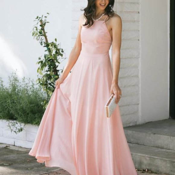 blush flowy maxi dress